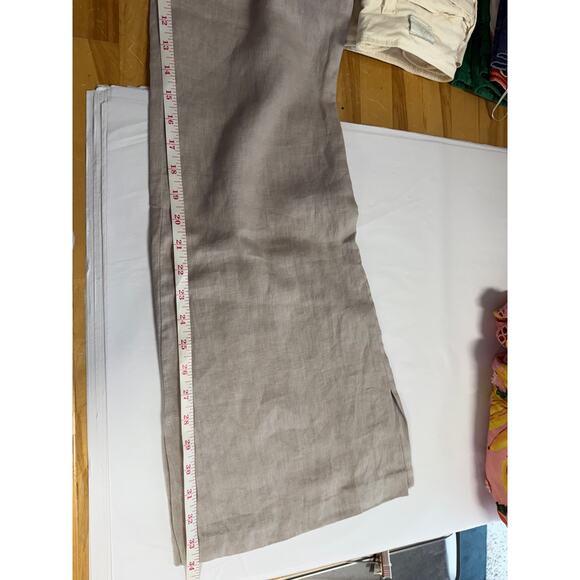 SABLYN Trousers Charlee Linen High Rise Pants Light Grey Slits Size Small S - Picture 8 of 9